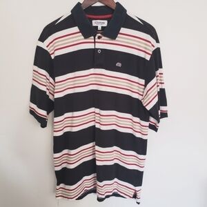 Ecko Unltd Striped Polo Shirt Red Black Tan Cream Mens Size Large